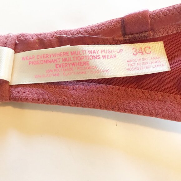 VICTORIA'S SECRET PINK Wear Everywhere Multi Way Push-Up Pink Bra Womens 34C - Picture 5 of 5